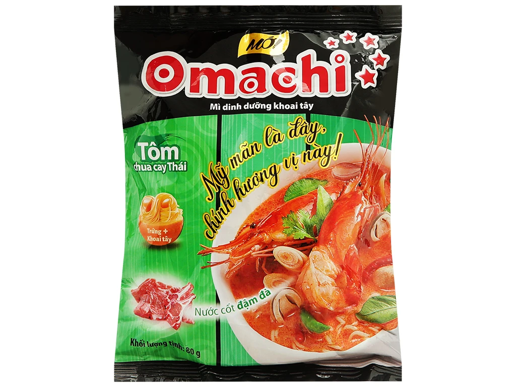 Thùng mì khoai tây Omachi tôm chua cay Thái