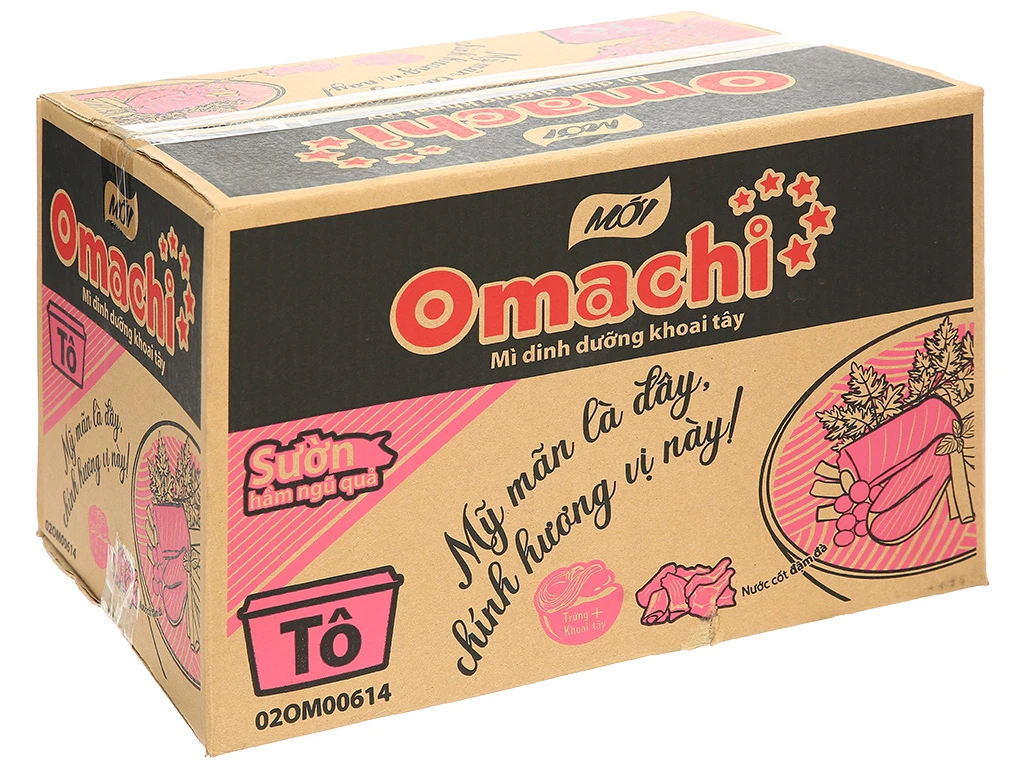 Thùng 18 hộp mì khoai tây Omachi sườn hầm ngũ quả 95g
