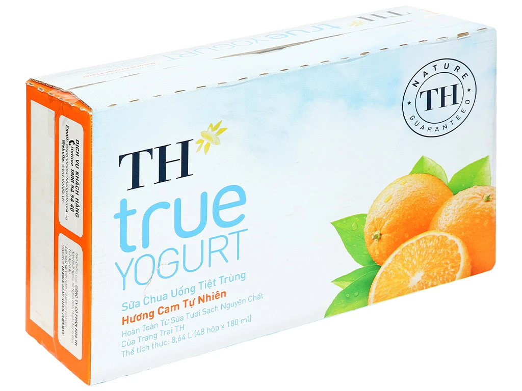 Thùng 48 hộp sữa chua uống hương cam TH True Yogurt 180ml