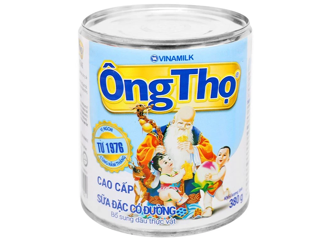 Sữa đặc có đường Ông Thọ Trắng nhãn xanh lon 380g