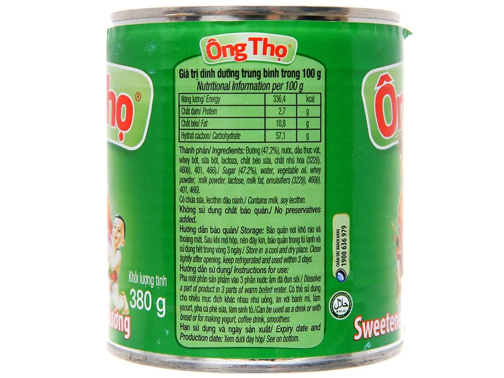 Sữa đặc có đường Ông Thọ Xanh lá lon 380g