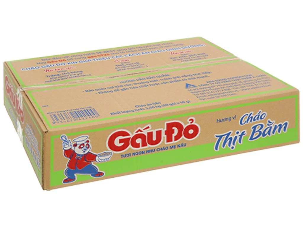 Thùng 50 gói cháo thịt bằm Gấu Đỏ 50g