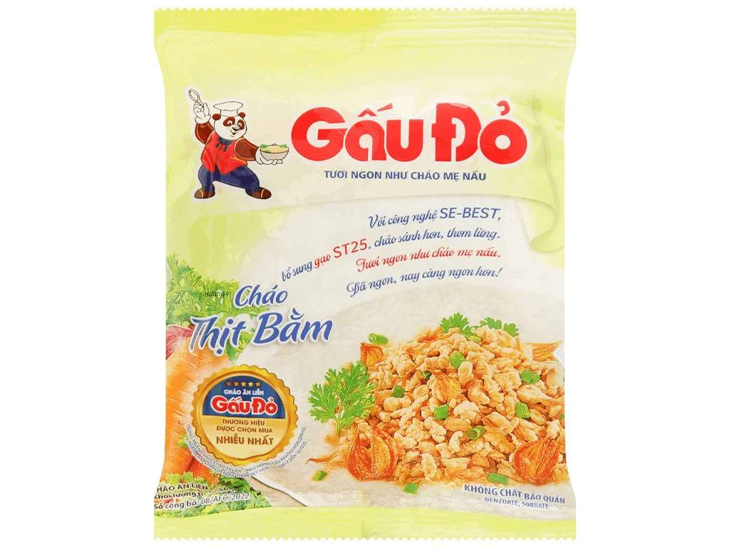 Thùng 50 gói cháo thịt bằm Gấu Đỏ 50g