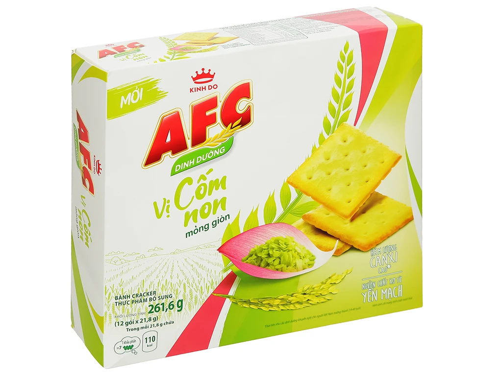 Bánh cracker vị cốm non AFC Dinh Dưỡng hộp 261,6g